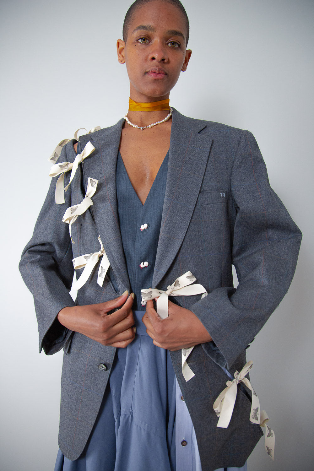 Diagonal Cut-Out Blazer Gray