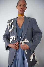 Diagonal Cut-Out Blazer Gray