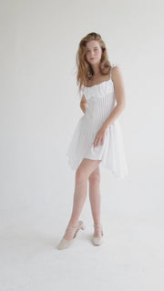Pleated Flared Dress in White
