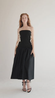 Side Bows Cut-Out Dress in Black