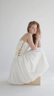 Side Bow Cut Out Dress in White