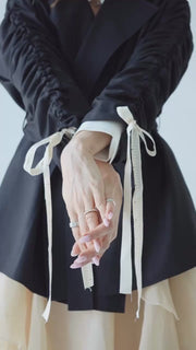 Gathered Sleeve Wool Blazer