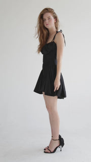 Pleated Flared Dress in Black