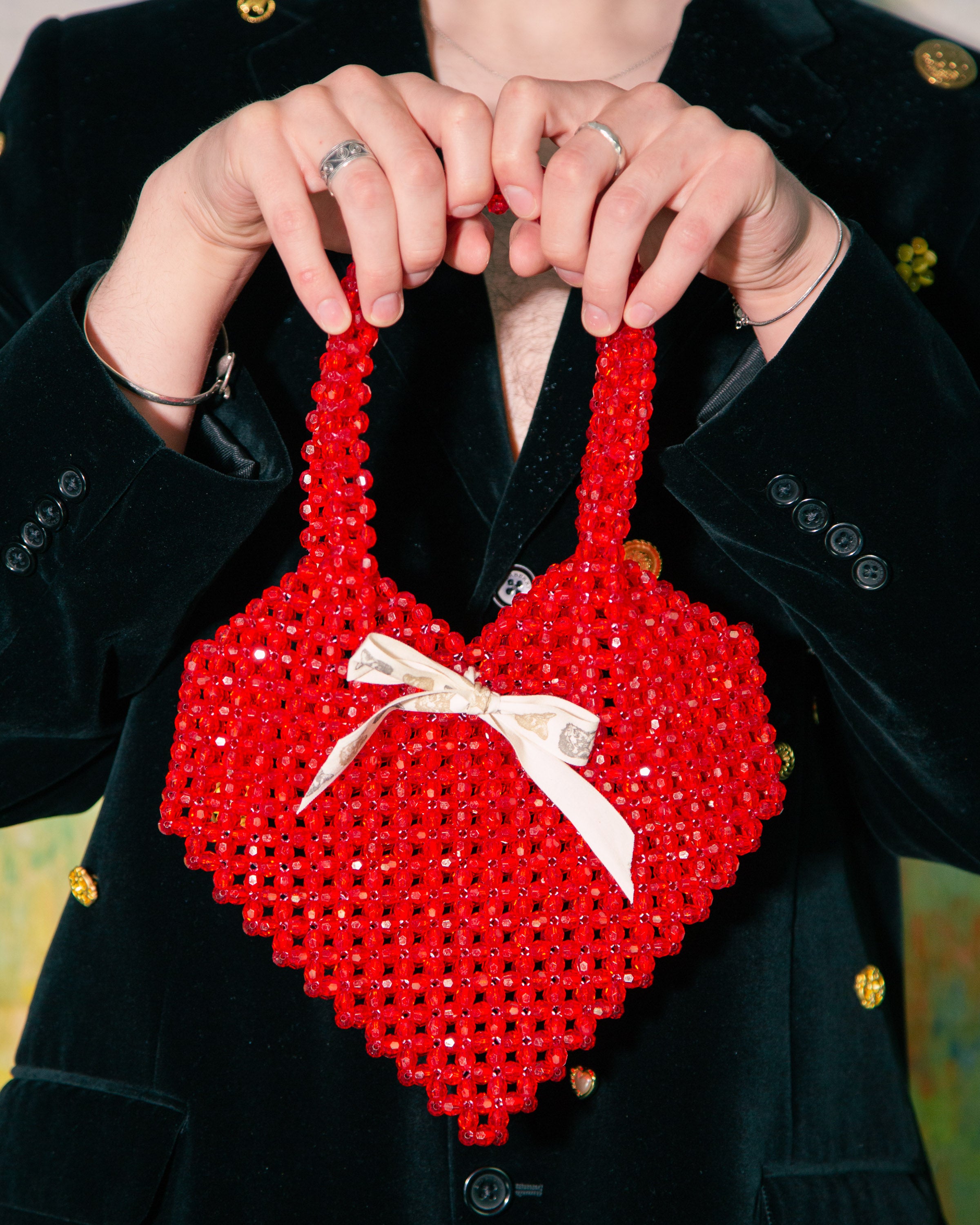 Beaded Heart Bag in Red – Y-Y New York