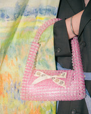 Beaded Baguette Bag in Pink