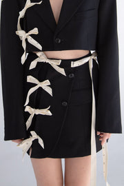 Cut-Out Blazer Skirt with Measuring Tape Ribbon