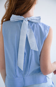 Bow Sleeveless Top in Blue