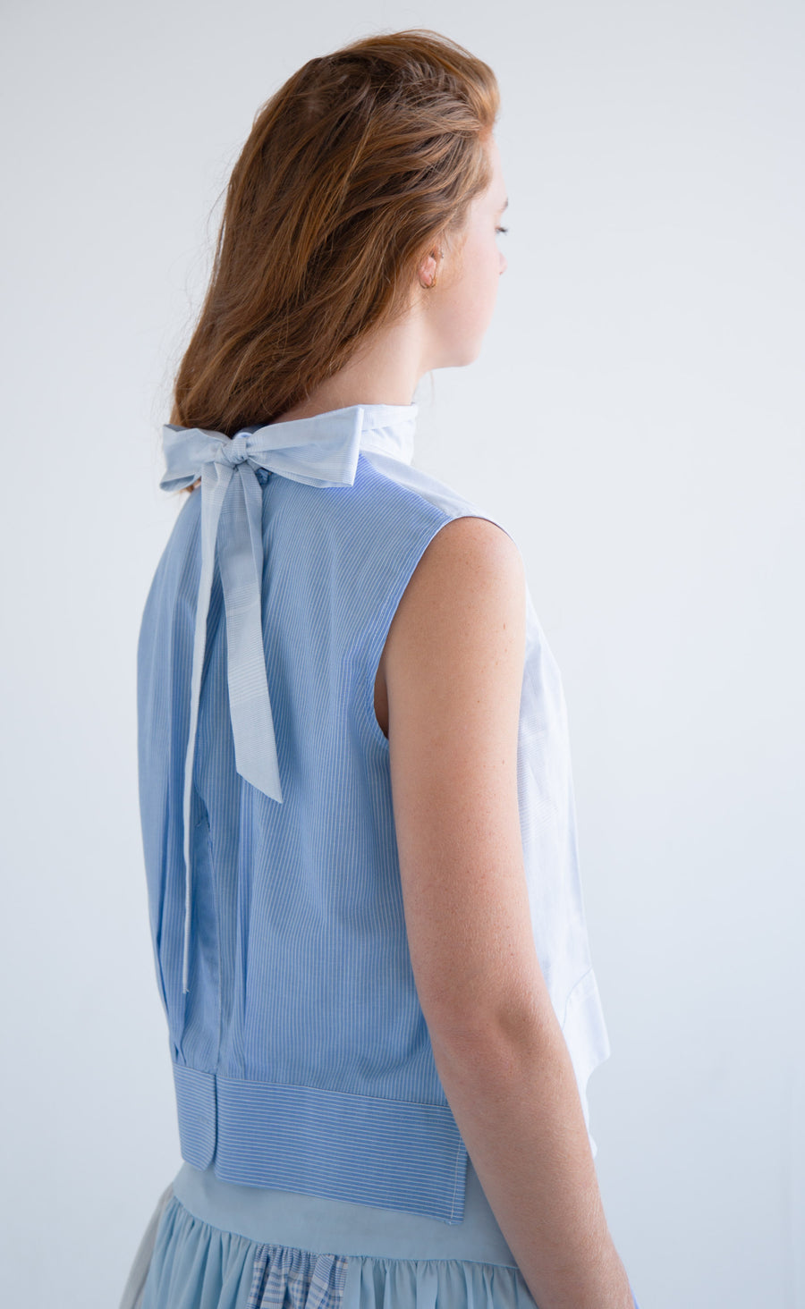 Bow Sleeveless Top in Blue