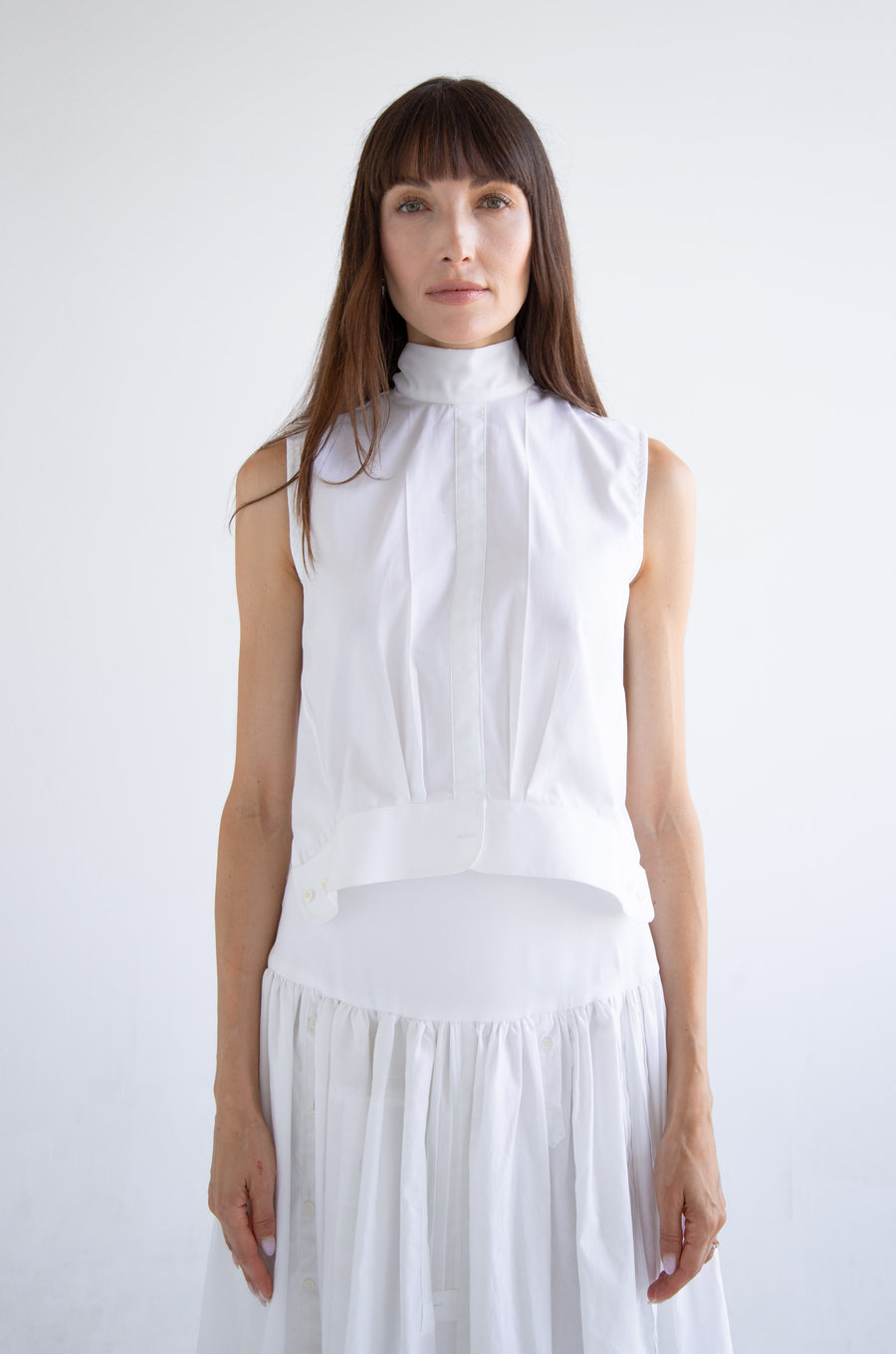 Bow Sleeveless Top in White