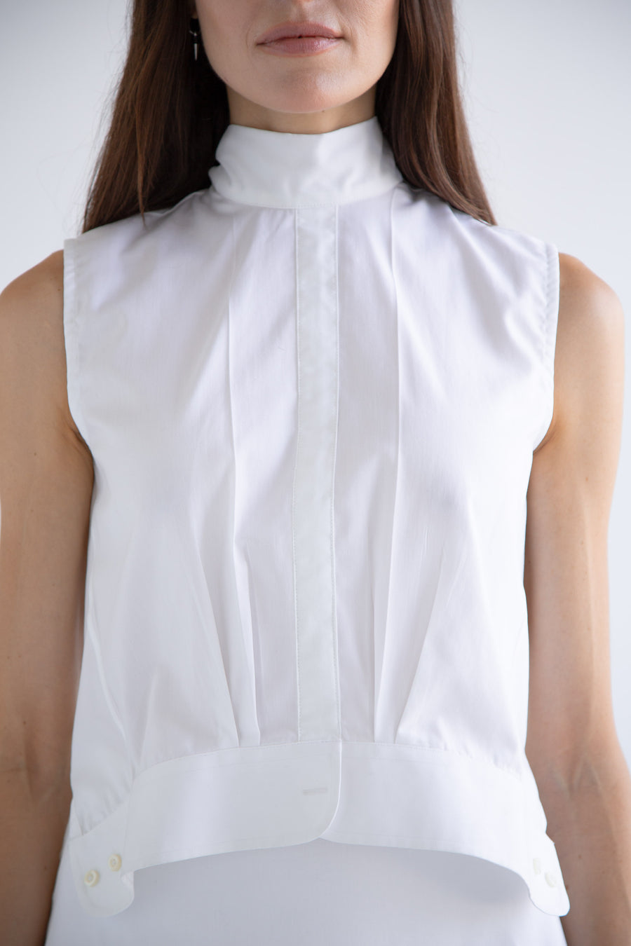 Bow Sleeveless Top in White