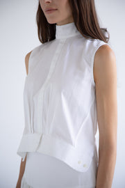 Bow Sleeveless Top in White