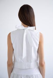 Bow Sleeveless Top in White