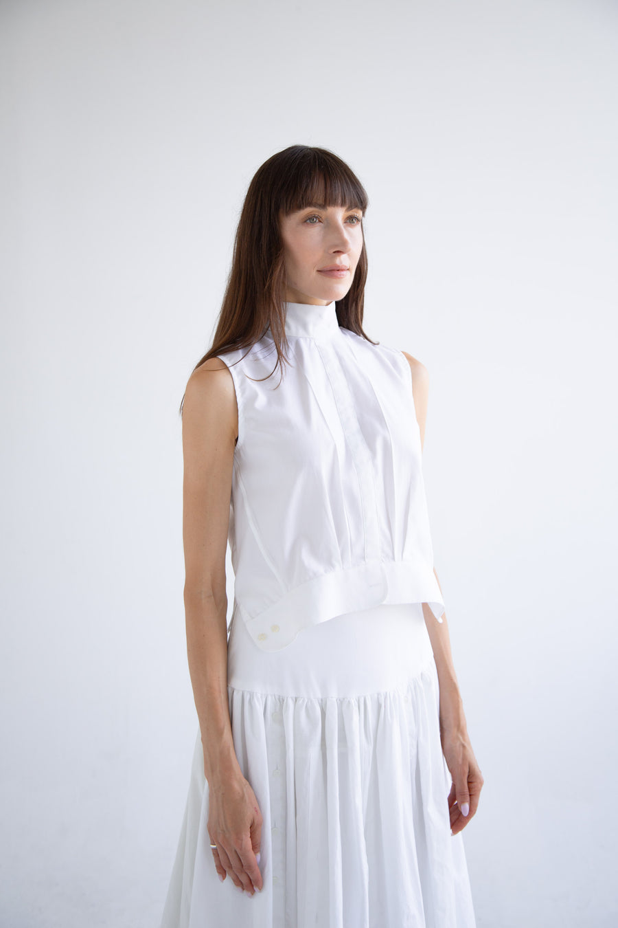 Bow Sleeveless Top in White