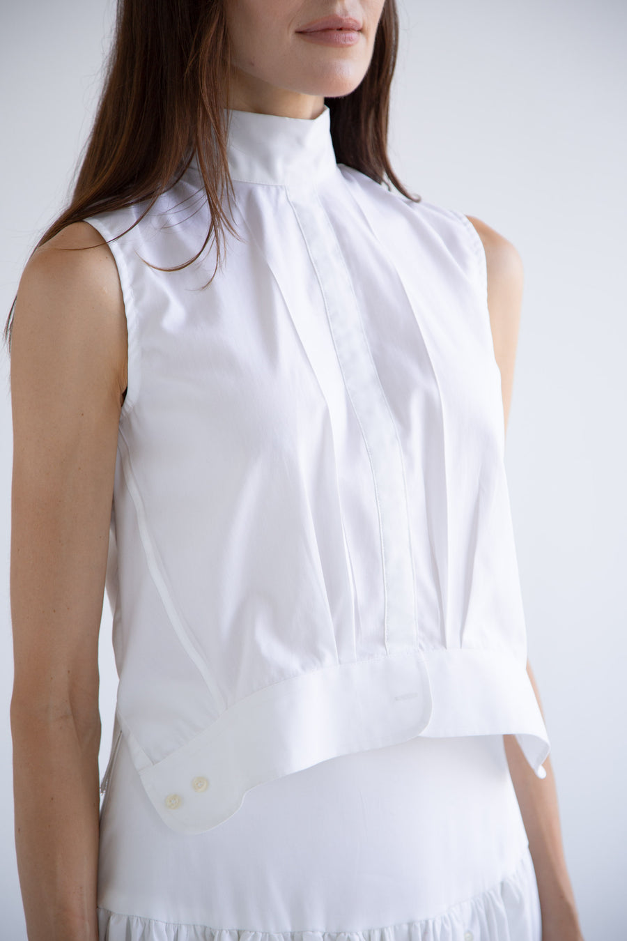 Bow Sleeveless Top in White