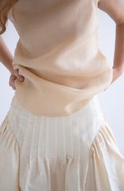 Taffeta Pleated Skirt in Beige