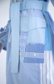 Patchwork Trench Coat in Blue