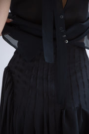 Taffeta Pleated Skirt in Black