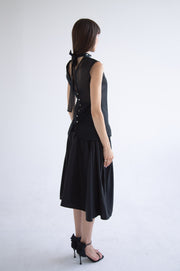 Taffeta Pleated Skirt in Black