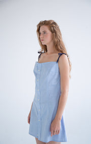 Button-Up Shirt Dress in Blue