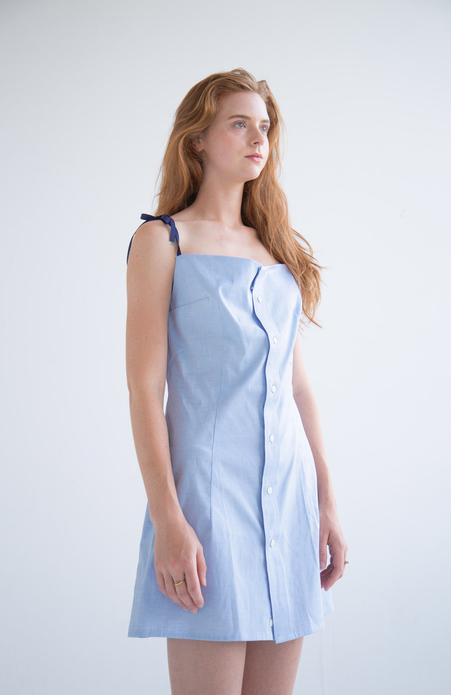 Button-Up Shirt Dress in Blue