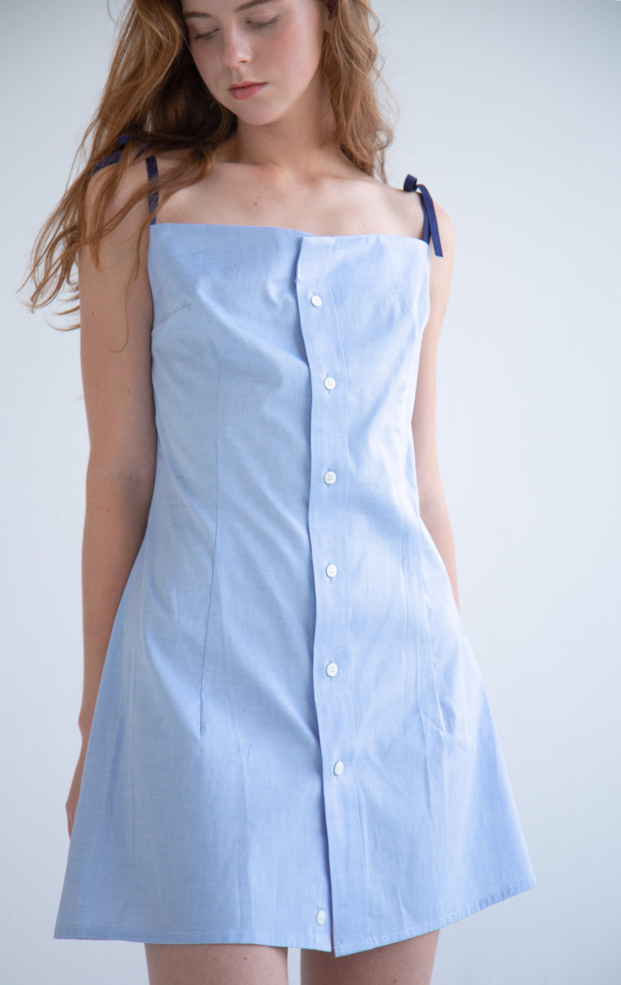 Button-Up Shirt Dress in Blue