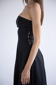 Side Button Detail Dress in Black