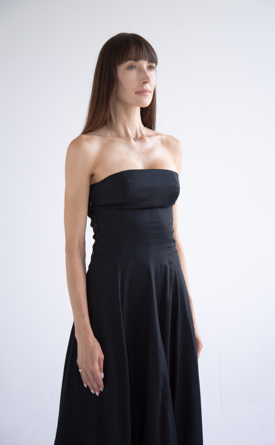 Side Button Detail Dress in Black