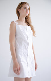 Button-Up Shirt Dress in White