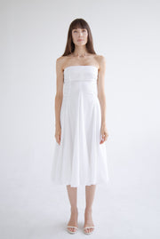 Side Button Detail Dress in White