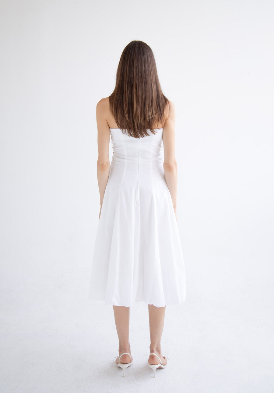 Side Button Detail Dress in White