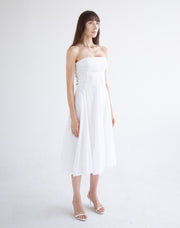 Side Button Detail Dress in White