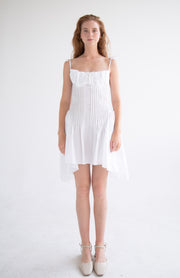 Pleated Flared Dress in White