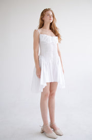 Pleated Flared Dress in White