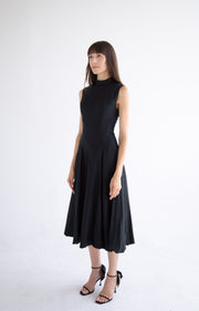 Bow Neck Bubble Dress in Black