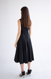 Bow Neck Bubble Dress in Black