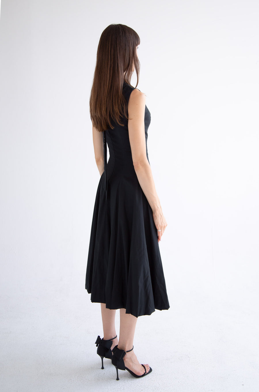 Bow Neck Bubble Dress in Black