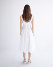 Bow Neck Bubble Dress in White