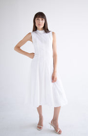 Bow Neck Bubble Dress in White