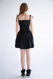 Pleated Flared Dress in Black