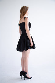 Pleated Flared Dress in Black