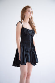 Pleated Flared Dress in Black