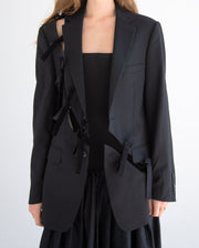 Diagonal Cut-Out Blazer in Black