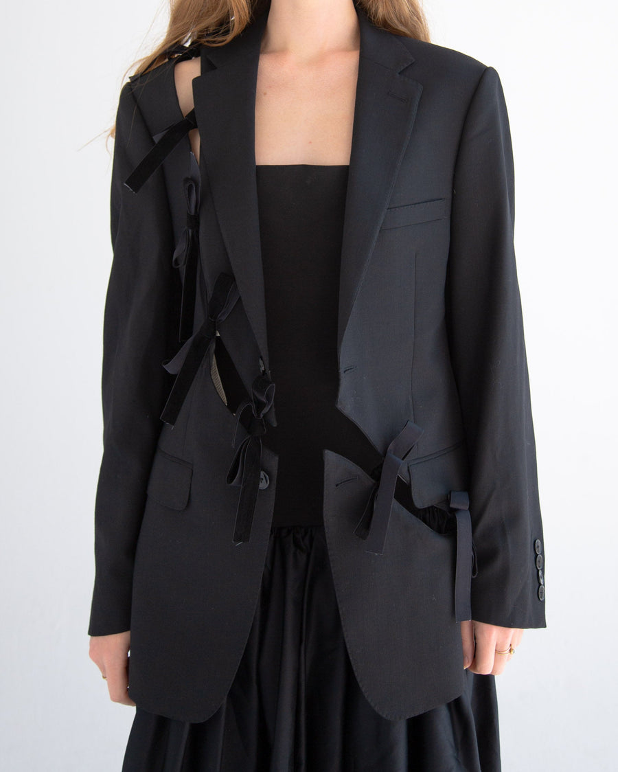 Diagonal Cut-Out Blazer in Black