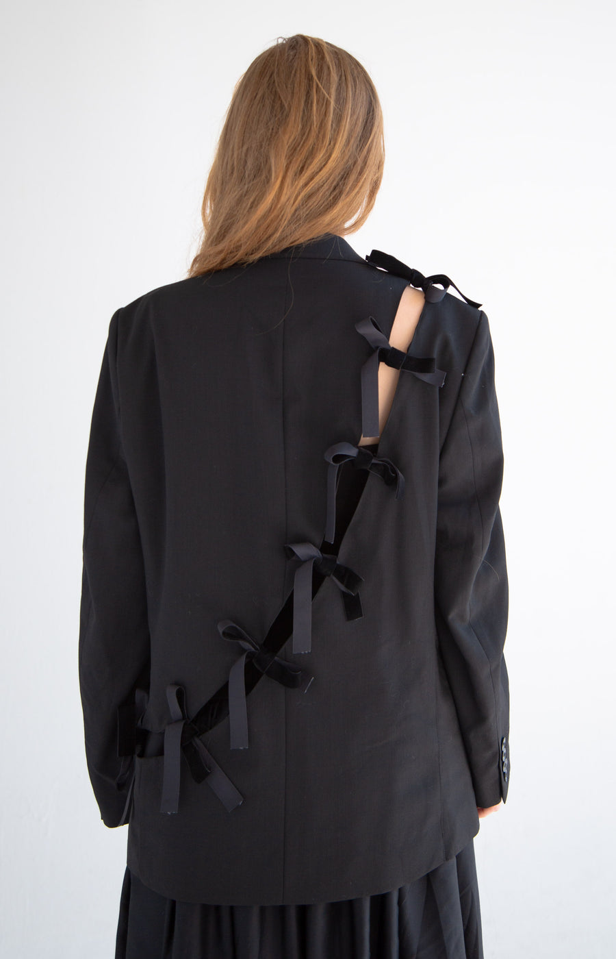 Diagonal Cut-Out Blazer in Black